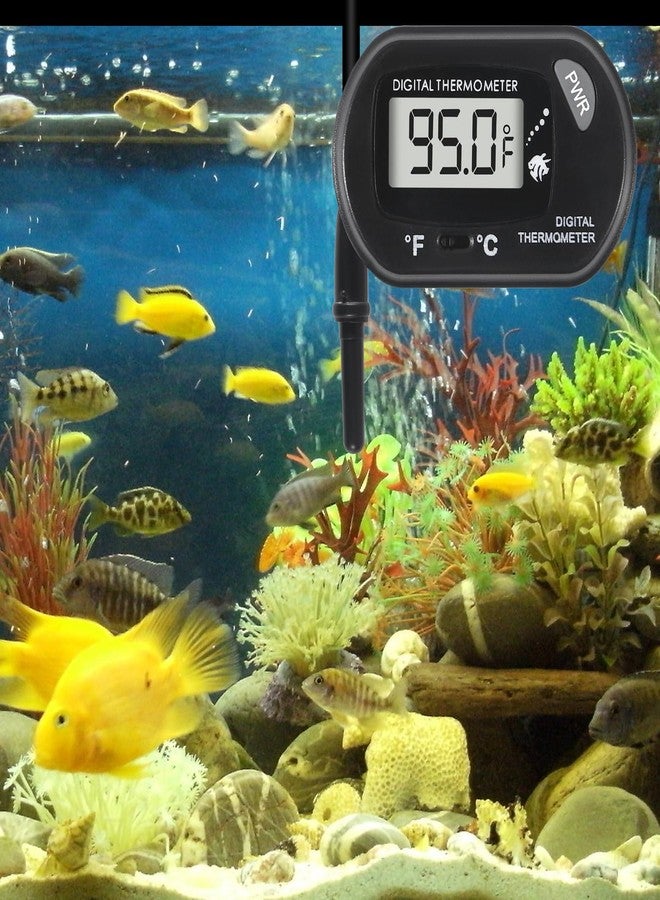 SHUTAO 5Pcs Digital Aquarium Thermometer with Water-Resistant Sensor Probe and Suction Cup - Fahrenheit/Celsius (/) LCD Display - Image 5