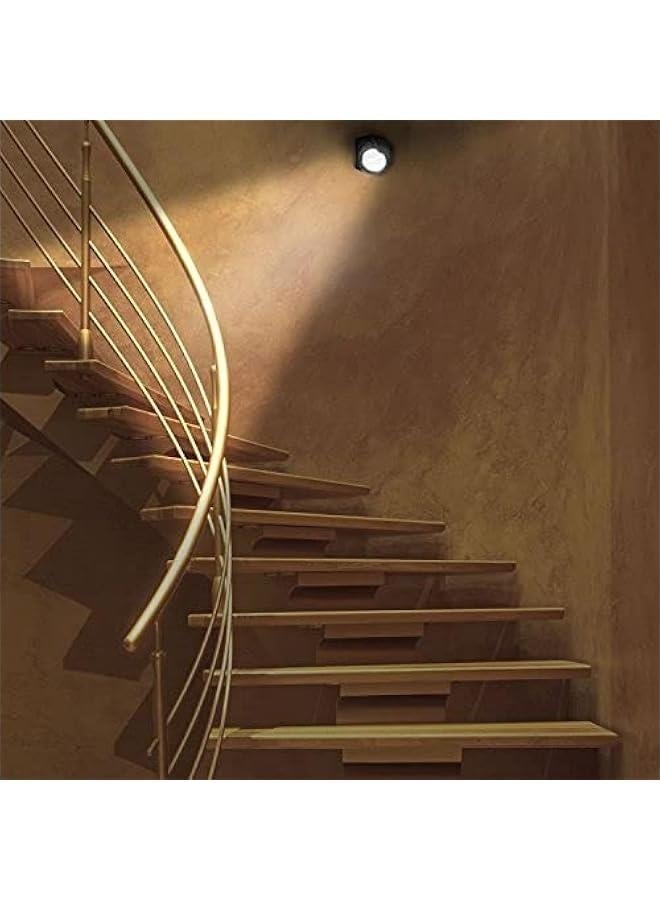 مصباح أمان جدار داخلي/خارجي يعمل بالبطارية بتقنية LED الساطعة - مصباح جدار لاسلكي مع مستشعر حركة للكشف عن الحركة - تشغيل/إيقاف تلقائي (أسود) - Image 2