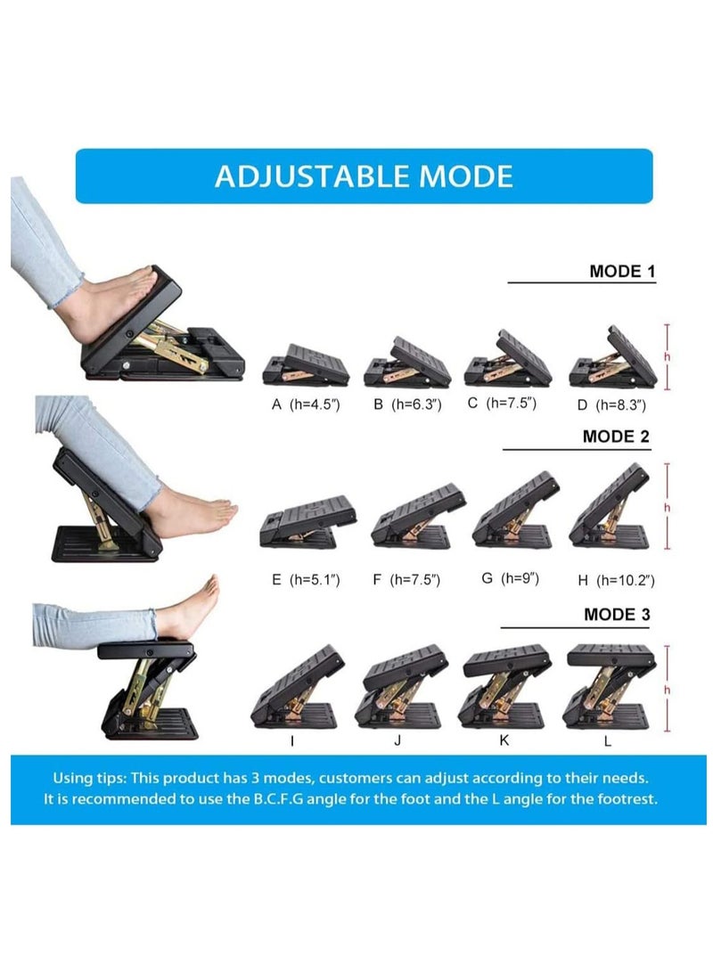 Generic Adjustable Home Office Footrests with Removable Soft Foot Rest Pad Max-Load 120Lbs with Massaging Beads for Car,Under Desk, Home, Train,4-Level Height Adjustment  - Image 2