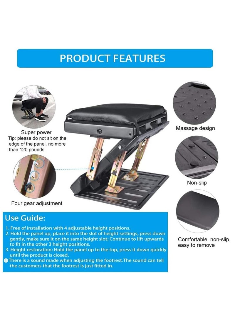 Generic Adjustable Home Office Footrests with Removable Soft Foot Rest Pad Max-Load 120Lbs with Massaging Beads for Car,Under Desk, Home, Train,4-Level Height Adjustment  - Image 4