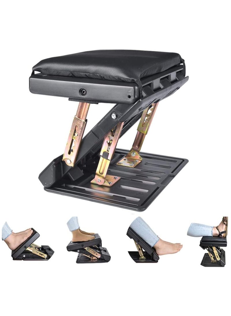 Generic Adjustable Home Office Footrests with Removable Soft Foot Rest Pad Max-Load 120Lbs with Massaging Beads for Car,Under Desk, Home, Train,4-Level Height Adjustment  - Image 1