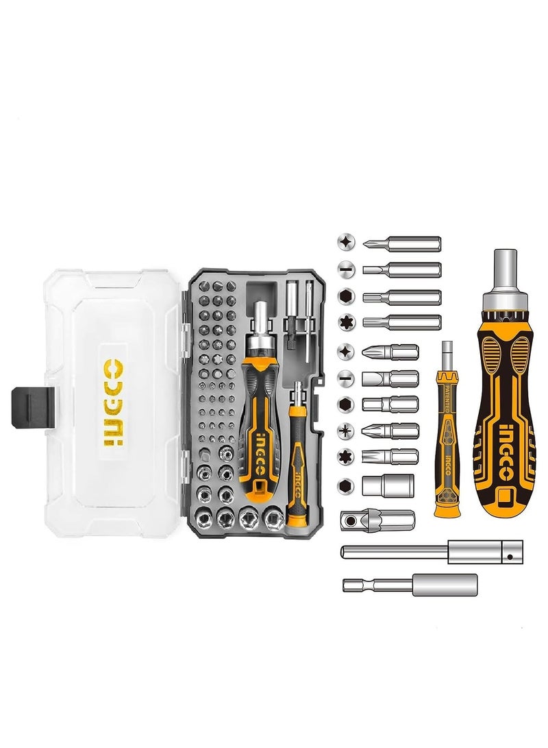 INGCO INGCO 55 Pcs Screwdriver Bits Set, Precision Screwdriver Set with Ratchet Wrench and Bits Magnetic Driver Kit Professional Electronics Repair Tool Kit for Repair Computer, PC, Laptop, iPhone  - Image 1
