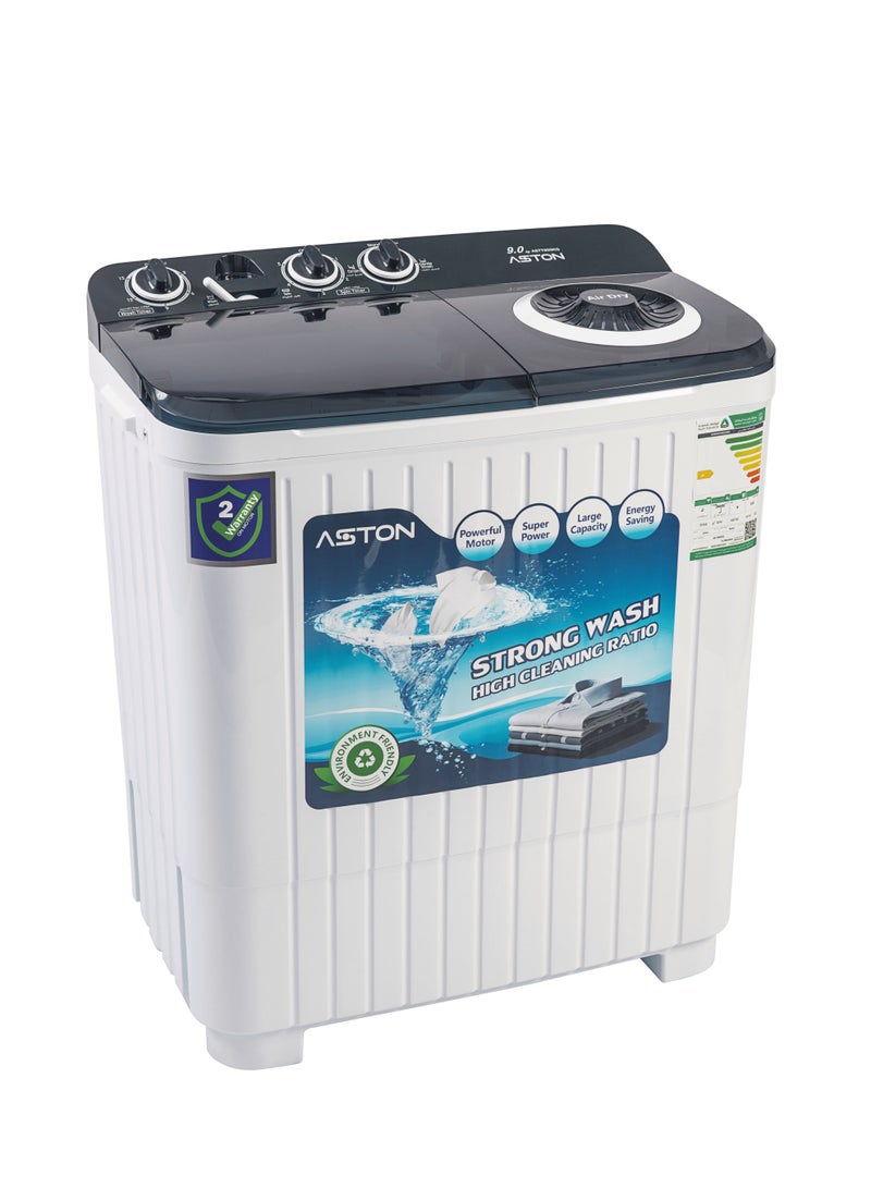 Aston Twin Tub Washing Machine, 9Kg, Without Pump, Single Water Inlet, White - ASTT900KG - Image 2