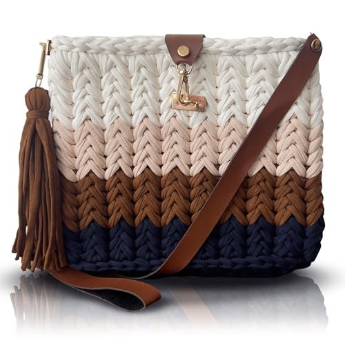 CHQEL Evening Clutch Bag for Women, Handmade Crochet Wedding Party Purse, Small Flap Formal Crossbody Handbag Evening Clutch (Autumn) - Image 1
