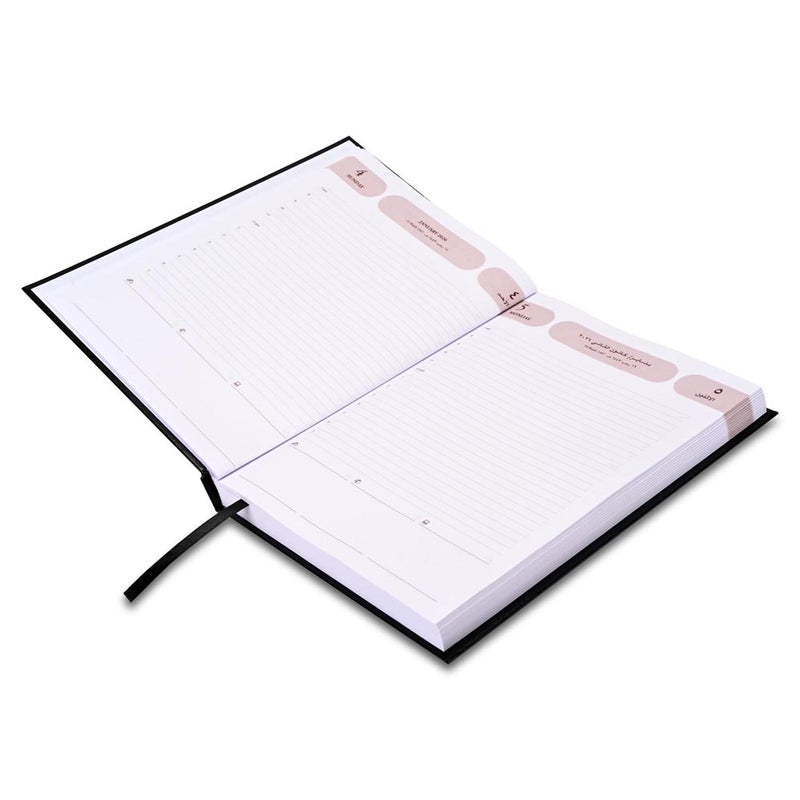 FIS مفكرة أجندة FIS 2026، بحجم 170x240 مم، غلاف صلب من الفينيل، تنسيق يوم واحد في الصفحة، عربي/إنجليزي، ورق أبيض 60 جرام، غلاف أسود - FSDI75AEV26BK - Image 3