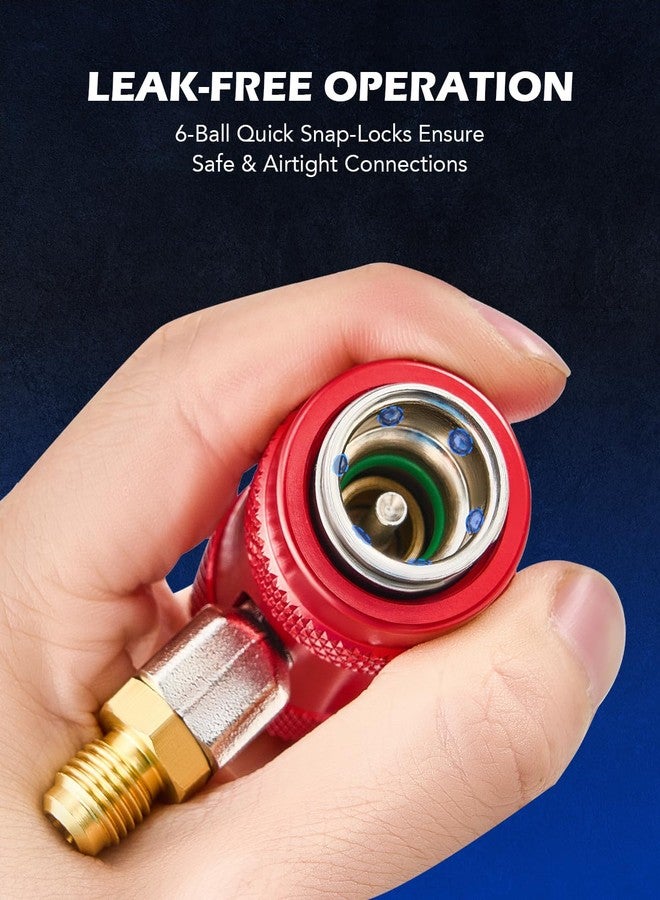 Orion Motor Tech R1234yf Quick Couplers Set, R1234yf Adapter Tool Kit with Self-Sealing & Puncture Can Tap, High & Low R1234yf Couplers Set with Valve Core Remover for 1/4" & 1/2" HVAC Charging Hoses - Image 4