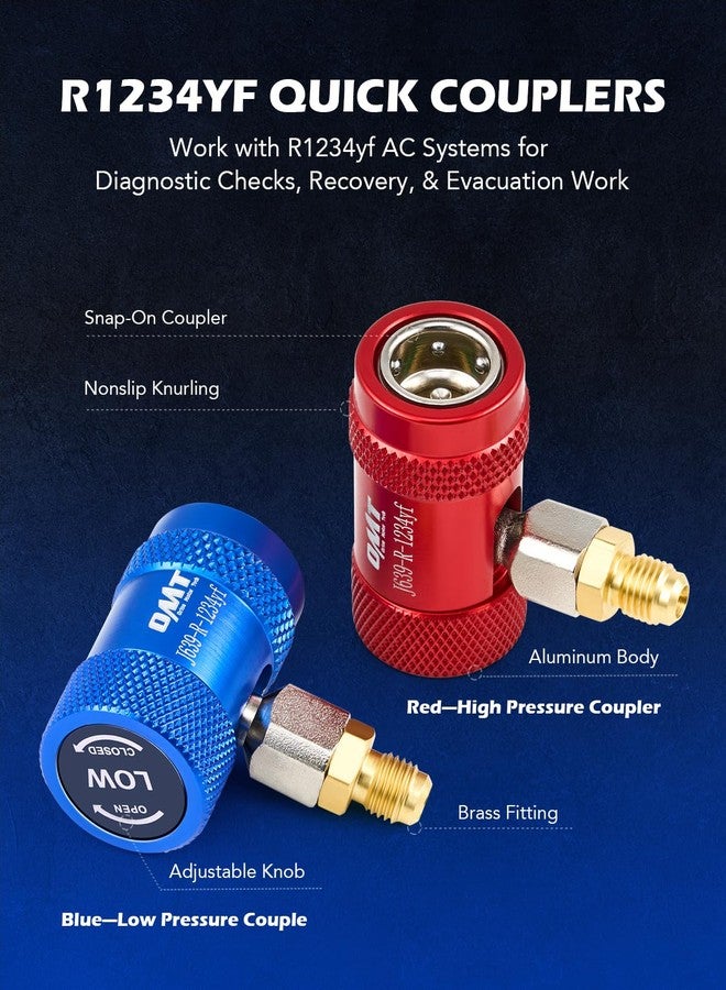 Orion Motor Tech R1234yf Quick Couplers Set, R1234yf Adapter Tool Kit with Self-Sealing & Puncture Can Tap, High & Low R1234yf Couplers Set with Valve Core Remover for 1/4" & 1/2" HVAC Charging Hoses - Image 3