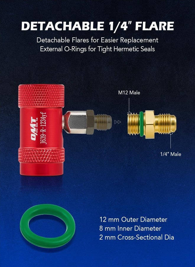 Orion Motor Tech R1234yf Quick Couplers Set, R1234yf Adapter Tool Kit with Self-Sealing & Puncture Can Tap, High & Low R1234yf Couplers Set with Valve Core Remover for 1/4" & 1/2" HVAC Charging Hoses - Image 5