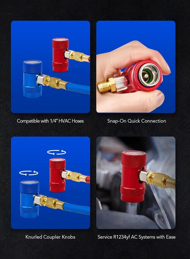 Orion Motor Tech R1234yf Quick Couplers Set, R1234yf Adapter Tool Kit with Self-Sealing & Puncture Can Tap, High & Low R1234yf Couplers Set with Valve Core Remover for 1/4" & 1/2" HVAC Charging Hoses - Image 2
