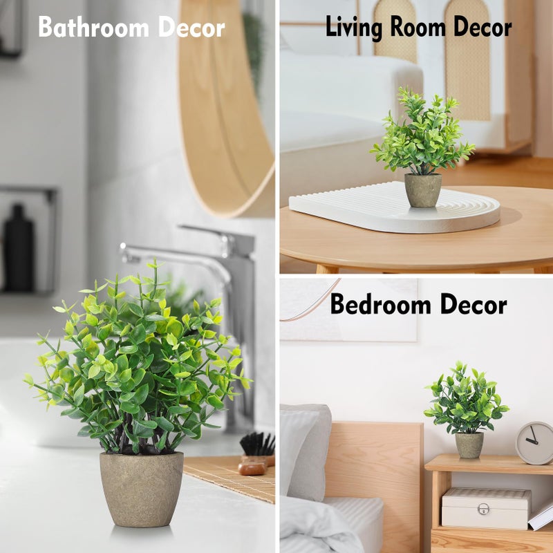 FAVOWREATH 4 Pack Fake Plants Ceramic Mini Artificial Greenery Potted Plants for Home Decor Office Decor Room Decor Farmhouse Decor Indoor Table Bathroom Decor - Image 4