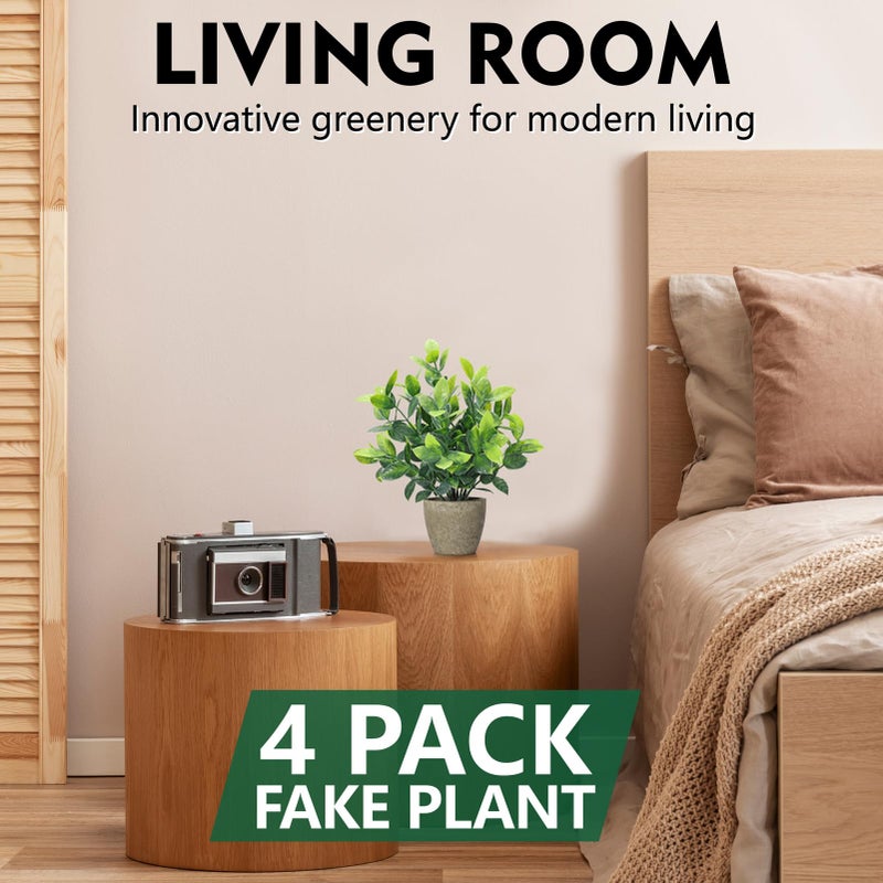 FAVOWREATH 4 Pack Fake Plants Ceramic Mini Artificial Greenery Potted Plants for Home Decor Office Decor Room Decor Farmhouse Decor Indoor Table Bathroom Decor - Image 5
