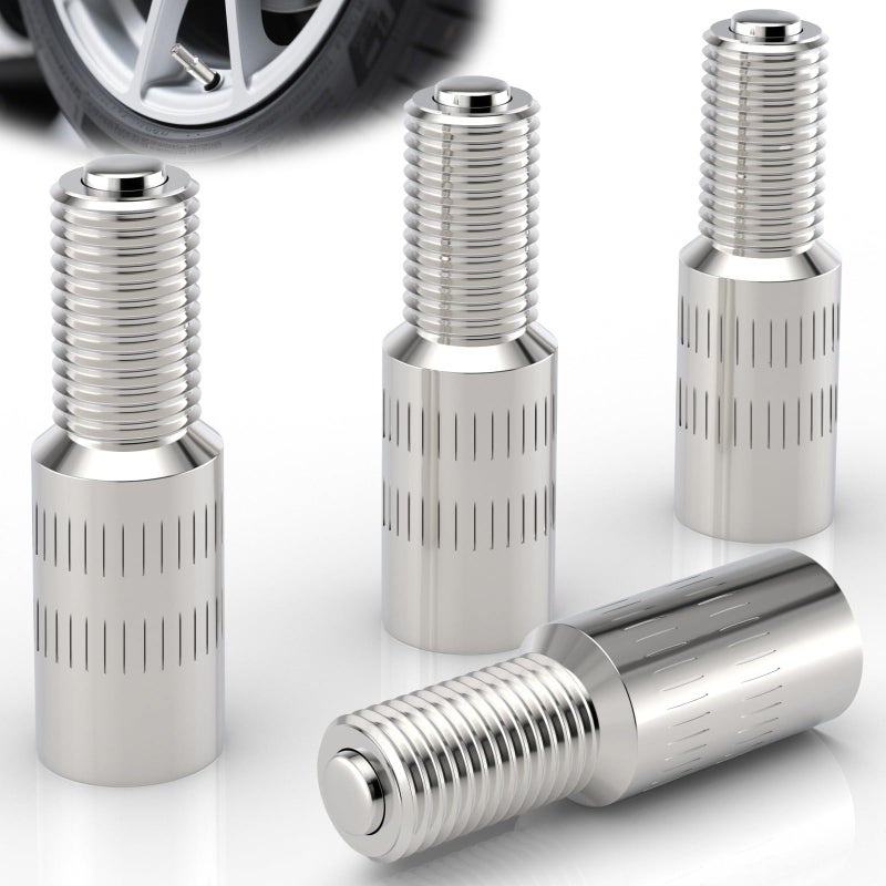 Sixzoo 4 PCS Tire Valve Stem Extensions 28mm Valve Cap Stem Extenders Nickle Plated Brass Wheel Tire Caps Extender Adapter Air Valves Extension for Car Truck Motorcycle Bike - Image 3