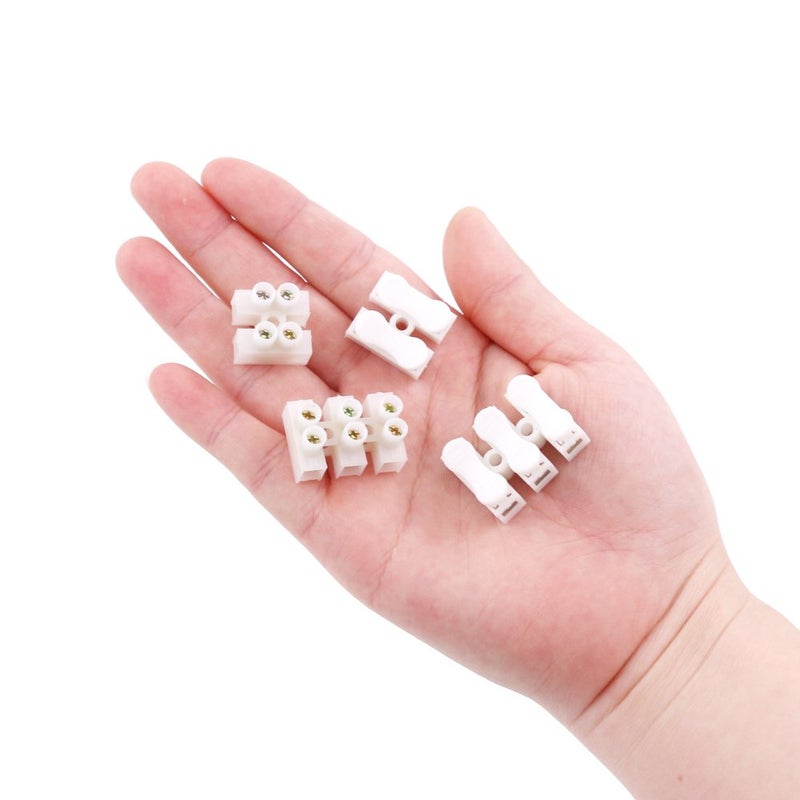 Rustark 100Pcs 2P CH2 + 3P CH3 Quick Connector Spring Wire Connector Screw Terminal Barrier Block for LED Strip Light Wire Connecting - 4 Styles - Image 5