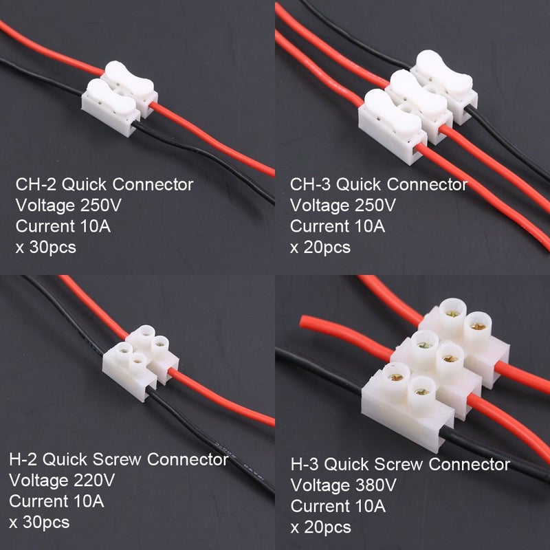 Rustark 100Pcs 2P CH2 + 3P CH3 Quick Connector Spring Wire Connector Screw Terminal Barrier Block for LED Strip Light Wire Connecting - 4 Styles - Image 2