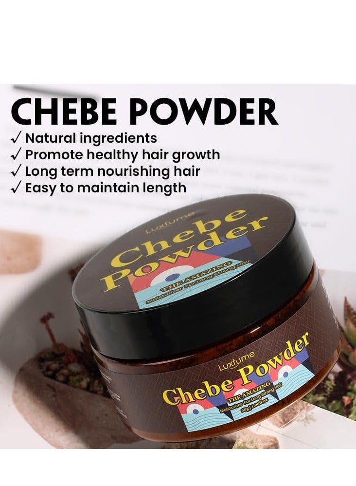 لوكس فيوم Chebe Hair er, Organic Hair Growth Products Made With Chebe Powder, Castor Oil, Shea er, For Split Ends Treatment, Nourishing Vegan Afro Hair Products Oil For All Hair Types (Powder Texture 30g) - Image 3