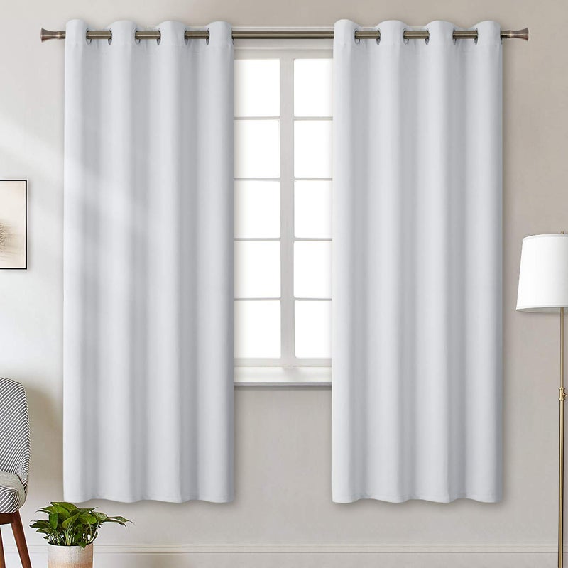 BGment Room Darkening Curtains for Bedroom - Grommet Thermal Insulated Window Treatments Light Blocking Curtains for Living Room  Set of 2 Panels  Each 46 x 72 Inch  Greyish White - Image 1