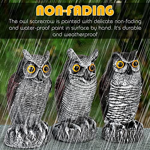 Ruolan 3-Pack Owl Decoys for Bird Deterrent - Weatherproof Bird Repellent Devices for Outdoor Use - Plastic Owls to Scare Birds Away and Control Garden Pests - Image 4
