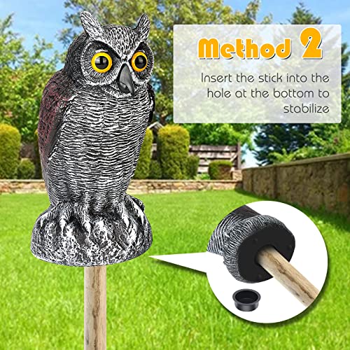 Ruolan 3-Pack Owl Decoys for Bird Deterrent - Weatherproof Bird Repellent Devices for Outdoor Use - Plastic Owls to Scare Birds Away and Control Garden Pests - Image 3