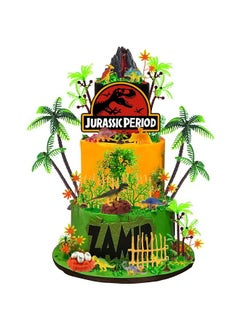 MOMOONNON 50Pcs Dinosaur Cake Toppers With Bases Rocks Eggs Nest And Volcano Cake Decoration Dinosaur Toy Model Trees Set For Birthday Party Dinosaur Themed Party Wild Animals Party Cupcake Decorations  - Image 1