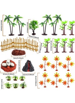 MOMOONNON 50Pcs Dinosaur Cake Toppers With Bases Rocks Eggs Nest And Volcano Cake Decoration Dinosaur Toy Model Trees Set For Birthday Party Dinosaur Themed Party Wild Animals Party Cupcake Decorations  - Image 4