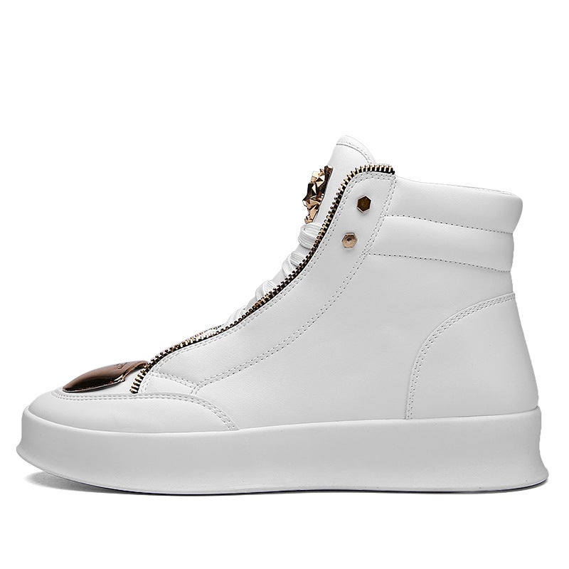 High-Top Shoes Men'S 2020 New Autumn Fashion Shoes Casual Black Leather Shoes Social Spirit Boy Hip-Hop Shoes - Image 4