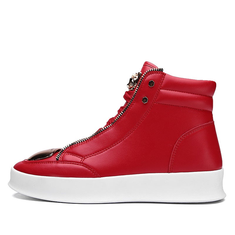 High-Top Shoes Men'S 2020 New Autumn Fashion Shoes Casual Black Leather Shoes Social Spirit Boy Hip-Hop Shoes - Image 3
