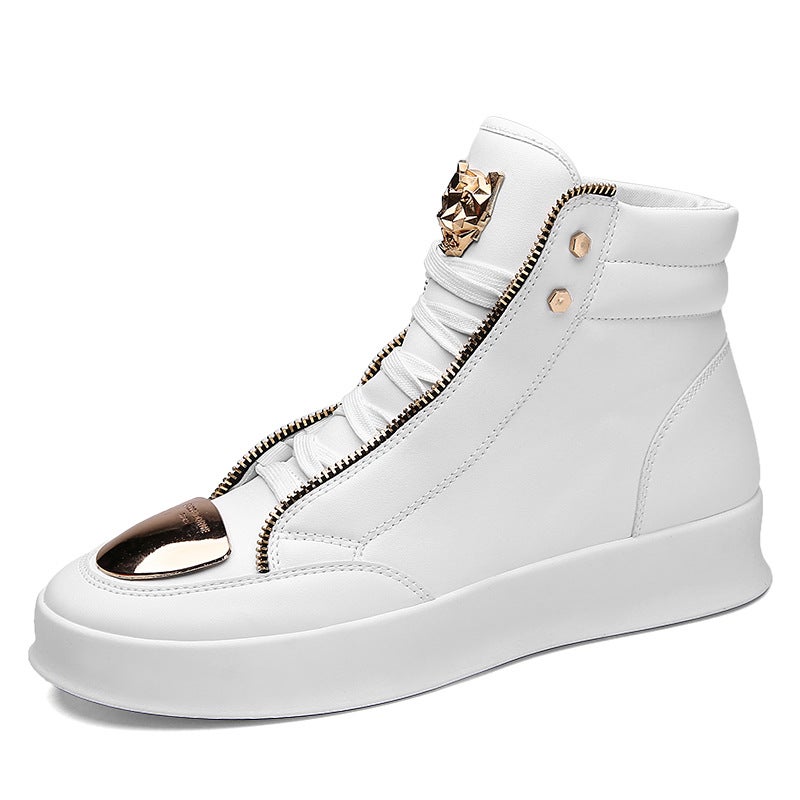High-Top Shoes Men'S 2020 New Autumn Fashion Shoes Casual Black Leather Shoes Social Spirit Boy Hip-Hop Shoes - Image 5