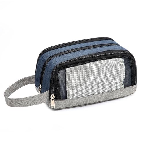 Yeiotsy Men's Travel Toiletry Bag – Small Dopp Kit with Mesh Pockets & 3 Compartments, Durable Shaving Organizer for Gym, Camping & Weekend Trips (Dark Blue) - Image 3