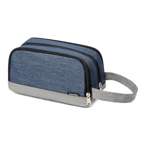 Yeiotsy Men's Travel Toiletry Bag – Small Dopp Kit with Mesh Pockets & 3 Compartments, Durable Shaving Organizer for Gym, Camping & Weekend Trips (Dark Blue) - Image 1