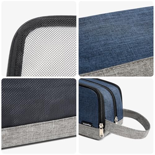 Yeiotsy Men's Travel Toiletry Bag – Small Dopp Kit with Mesh Pockets & 3 Compartments, Durable Shaving Organizer for Gym, Camping & Weekend Trips (Dark Blue) - Image 5