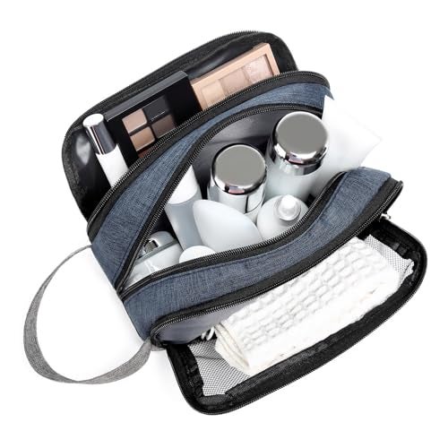 Yeiotsy Men's Travel Toiletry Bag – Small Dopp Kit with Mesh Pockets & 3 Compartments, Durable Shaving Organizer for Gym, Camping & Weekend Trips (Dark Blue) - Image 2