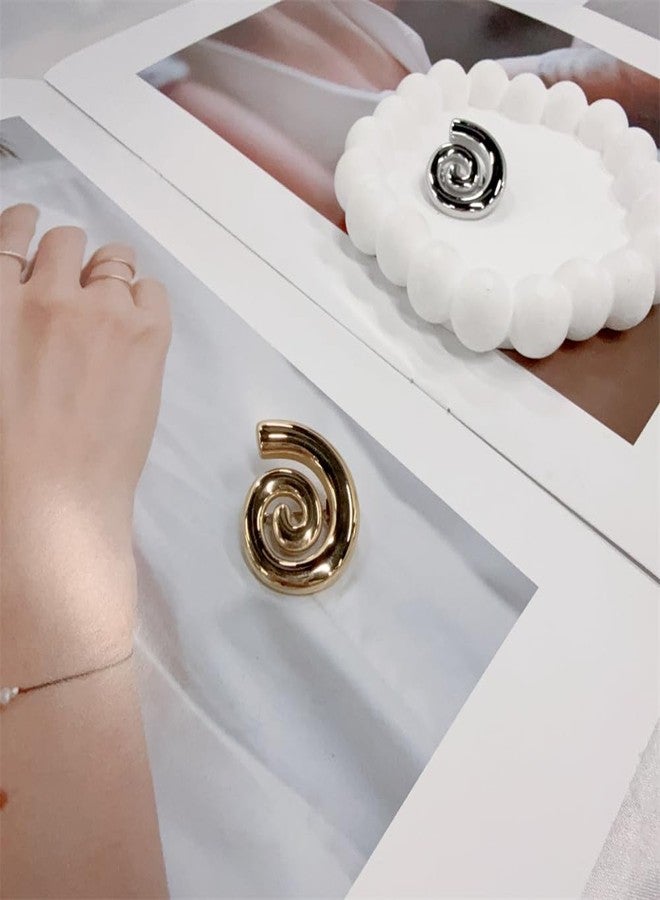 OIDIMS Simple Spiral Brooch Pin Minimalist Stainless Steel Lapel Pin for Women Men Vintage Geometric Swirl Collar Jewelry Polished Metal Unisex Suit Dress Corsage Accessory for Wedding Party Dancing (Gold-Tone) - Image 4