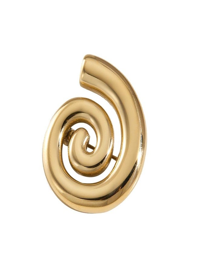 OIDIMS Simple Spiral Brooch Pin Minimalist Stainless Steel Lapel Pin for Women Men Vintage Geometric Swirl Collar Jewelry Polished Metal Unisex Suit Dress Corsage Accessory for Wedding Party Dancing (Gold-Tone) - Image 1