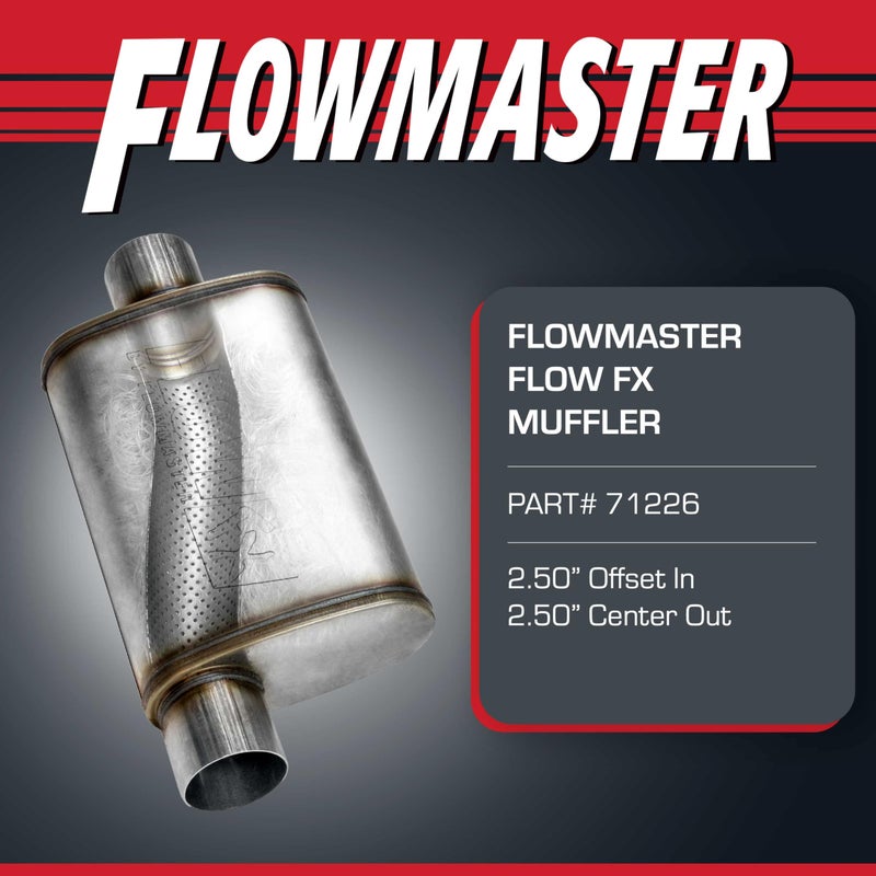 Flowmaster Flow FX Chambered Muffler â€“ 2.50â€ Offset In / 2.50â€ Center Out â€“ Moderate Sound â€“ Stainless Steel â€“ Affordable Performance for Modern Trucks, Muscle Cars & Daily Drivers (71226) - Image 2