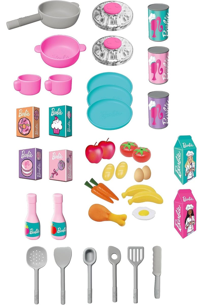 باربي طقم مطبخ كبير للأطفال الصغار مع إضاءة وصوت وملحقات مكوّنة من 40 قطعة (5165) - Image 2