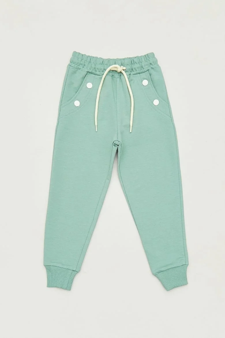 FullaModa Button Detailed Lace Waist Jogger Girl's Sweatpants