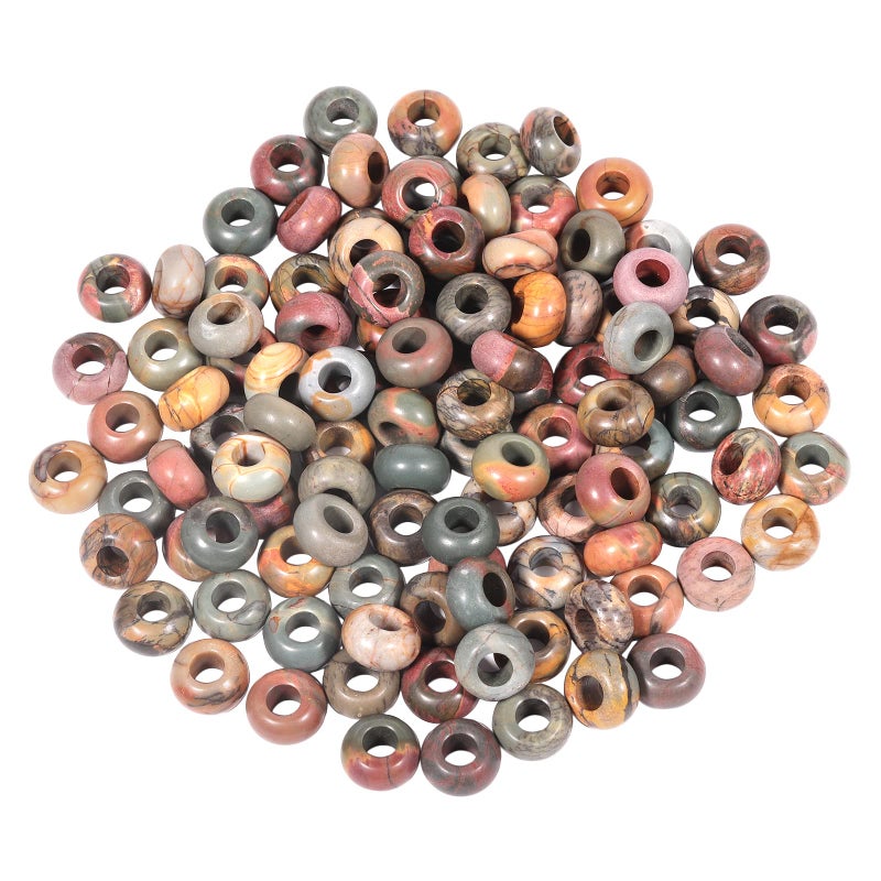 SUNYIK Picasso Stone Large Hole 6mm Rondelle Loose Charms European Bead fits BraceletJewelry Makings Pack of 20