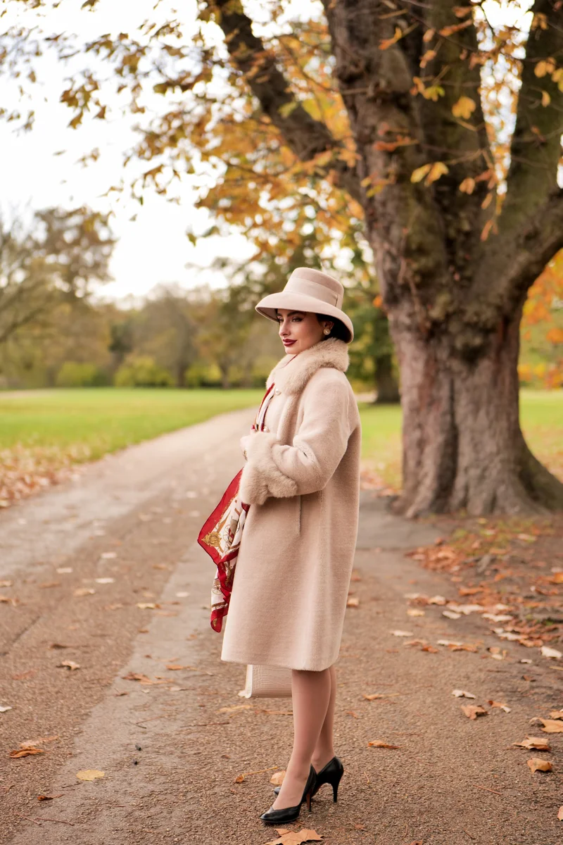 Santinni London  Monroe' Wool and Faux Fur Teddy Coat in Camel for Women | Best Price UAE