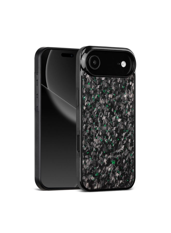 SOLARAE Shockproof iPhone 17 Air Case – Black Crystal Carbon Fiber with Green Highlights, Slim Protective Cover, Anti-Scratch & Drop Resistant - Image 2