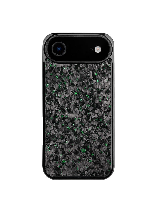 SOLARAE Shockproof iPhone 17 Air Case – Black Crystal Carbon Fiber with Green Highlights, Slim Protective Cover, Anti-Scratch & Drop Resistant - Image 1