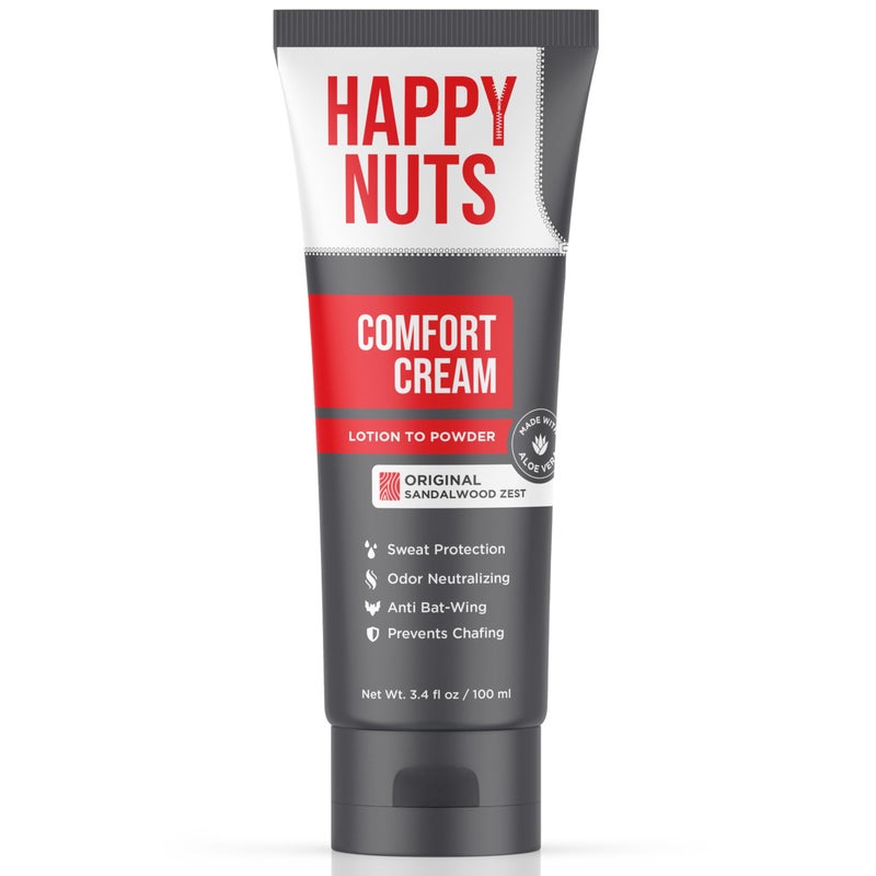 HAPPY NUTS Comfort Cream Deodorant For Men: Anti-Chafing Sweat Defense, Odor Control, Aluminum-Free Mens Deodorant & Hygiene Products for Men's Private Parts 3.4 Fl Oz (1 Pack), Original - Image 1
