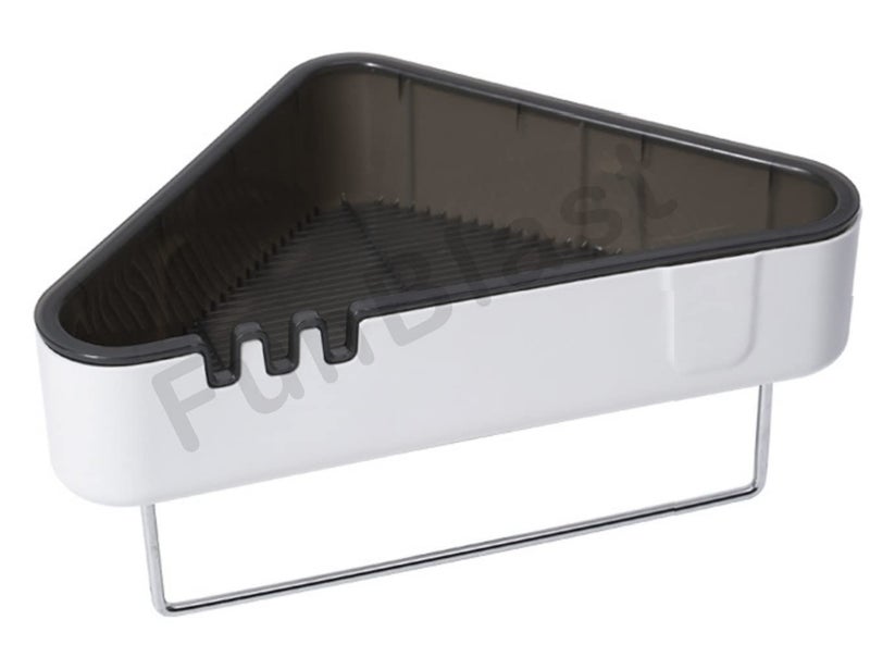 FunBlast Bathroom Rack Self Adhesive - Plastic Magic Sticker Series Self Adhesive Wall Mounted Bathroom Shelf with Towel Hanging Rod, Bathroom Accessories Holder Rack (Triangle) - Image 2