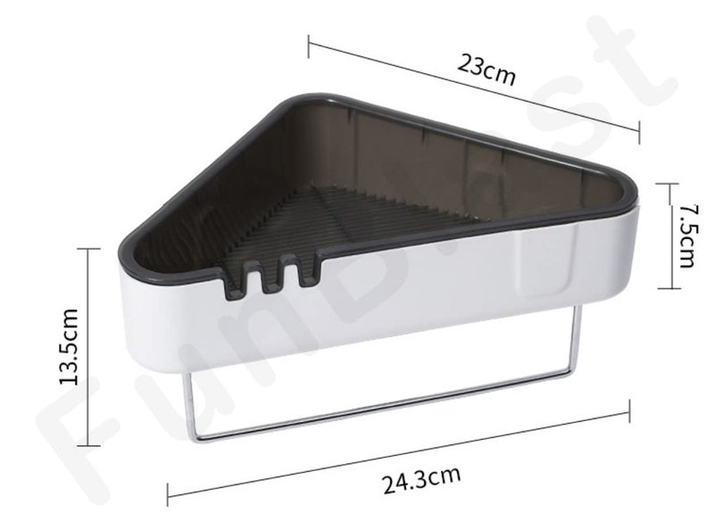 FunBlast Bathroom Rack Self Adhesive - Plastic Magic Sticker Series Self Adhesive Wall Mounted Bathroom Shelf with Towel Hanging Rod, Bathroom Accessories Holder Rack (Triangle) - Image 5