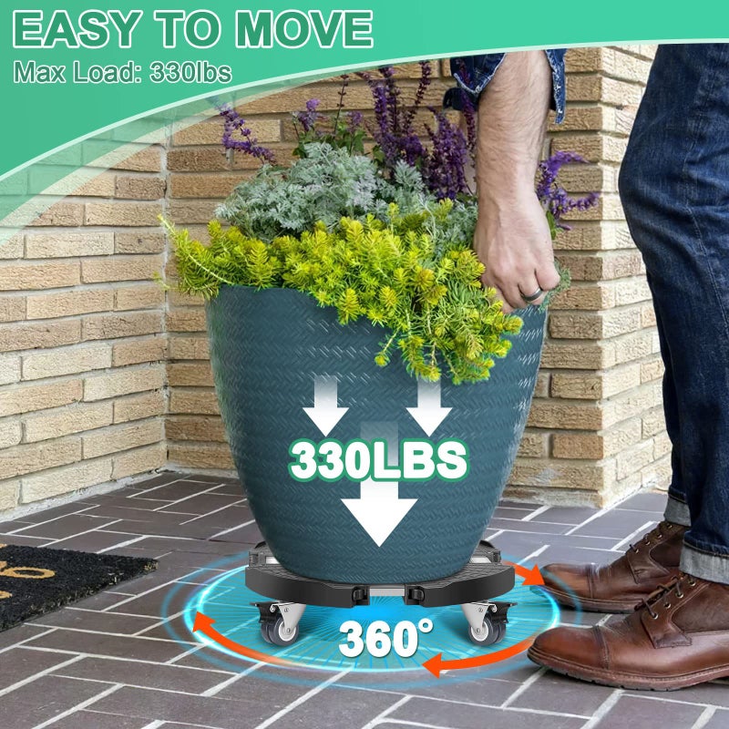 sanyi Plant Caddy with Wheels Heavy Duty, 15-21" Adjustable Plant Stand with Wheels, Large Plant Dolly Cart for Vertical Garden Tower, Vertical Planters, Patio Umbrella Base, Plant Pots, Trash Can - Image 2