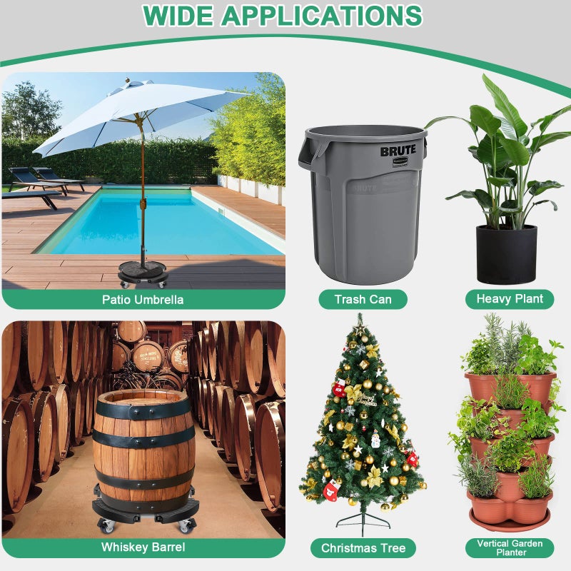 sanyi Plant Caddy with Wheels Heavy Duty, 15-21" Adjustable Plant Stand with Wheels, Large Plant Dolly Cart for Vertical Garden Tower, Vertical Planters, Patio Umbrella Base, Plant Pots, Trash Can - Image 4
