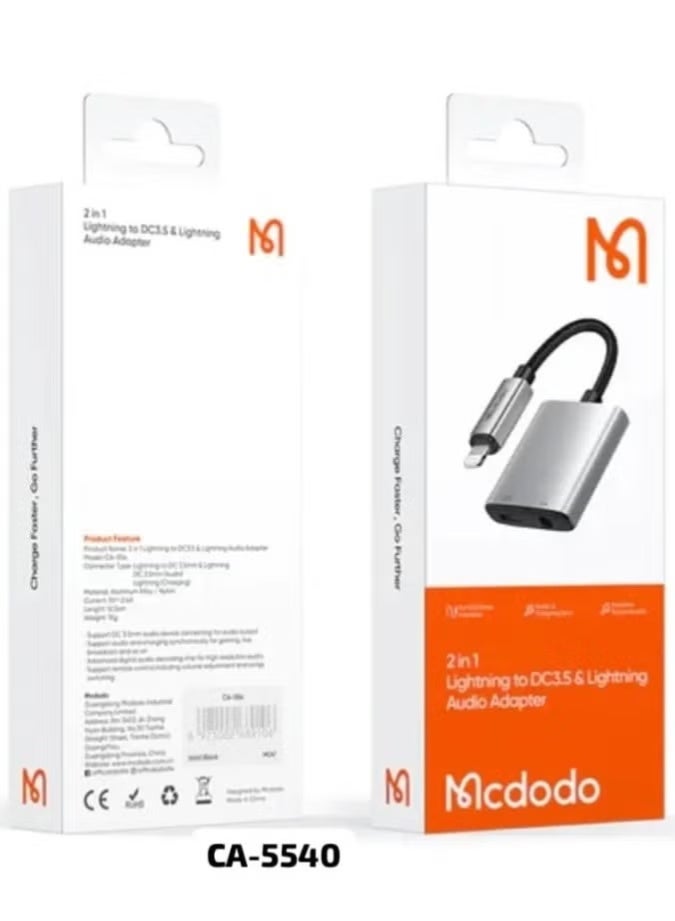 مكدودو ماكدودو CA 5540 محول صوت وشاحن 2 في 1 لايتنينج لأجهزة آبل - Image 5