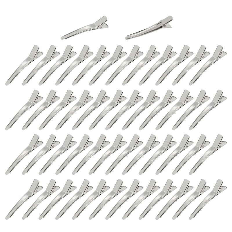 Cinaci 50 Pack 5cm/2" Small Solid Silver DIY Plain Metal Duckbill Alligator Hair Clips Barrettes Hairgrips for Women Baby Girls Toddlers Kids Hair Accessories - Image 1