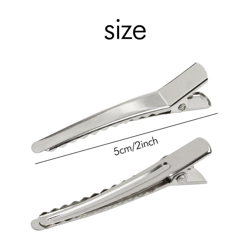 Cinaci 50 Pack 5cm/2" Small Solid Silver DIY Plain Metal Duckbill Alligator Hair Clips Barrettes Hairgrips for Women Baby Girls Toddlers Kids Hair Accessories - Image 2