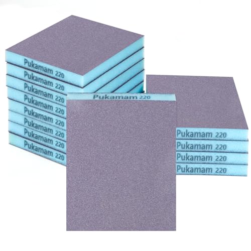 Pukamam 12 Pack Sanding Sponge, Washable and Reusable Sanding Blocks 220 Grit Wet Dry Sand Paper for Wood Drywall Metal Furniture - Image 1