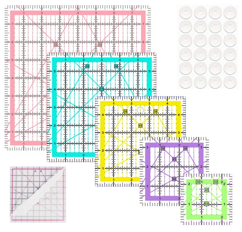 HUIFARI Quilting Rulers,5 Quilting Square Rulers(2.5",3.5", 5", 6", 8"),Quilting Rulers and Templates - Image 1